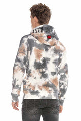 CL405 Men's hooded sweatshirt with trendy rhinestone appliqués