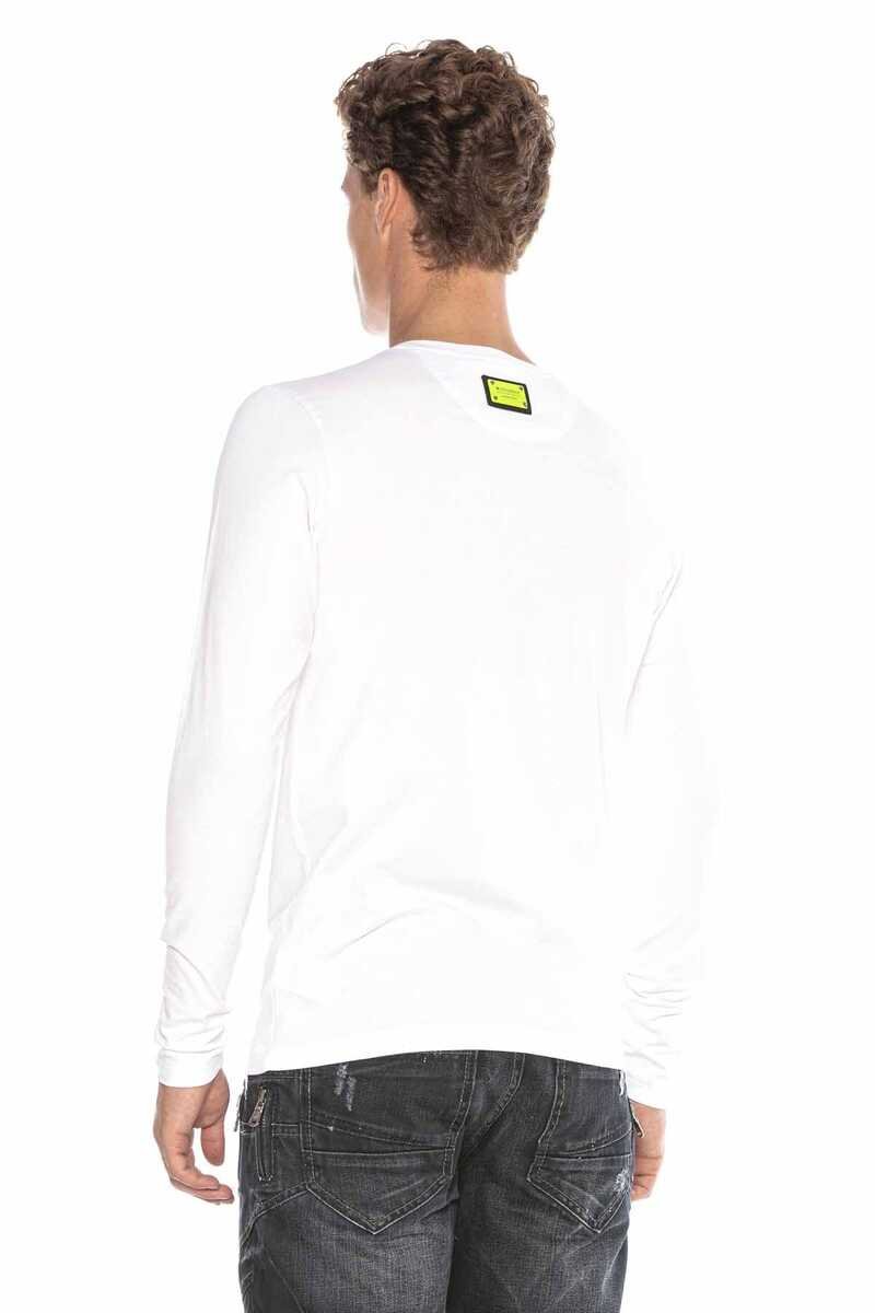 CL406 Men's long-sleeved shirt with stylish rhinestone appliqués