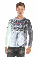 CL408 Men's long-sleeved shirt with extravagant print