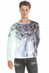 CL408 Men's long-sleeved shirt with extravagant print
