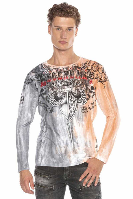 CL408 Men's long-sleeved shirt with extravagant print