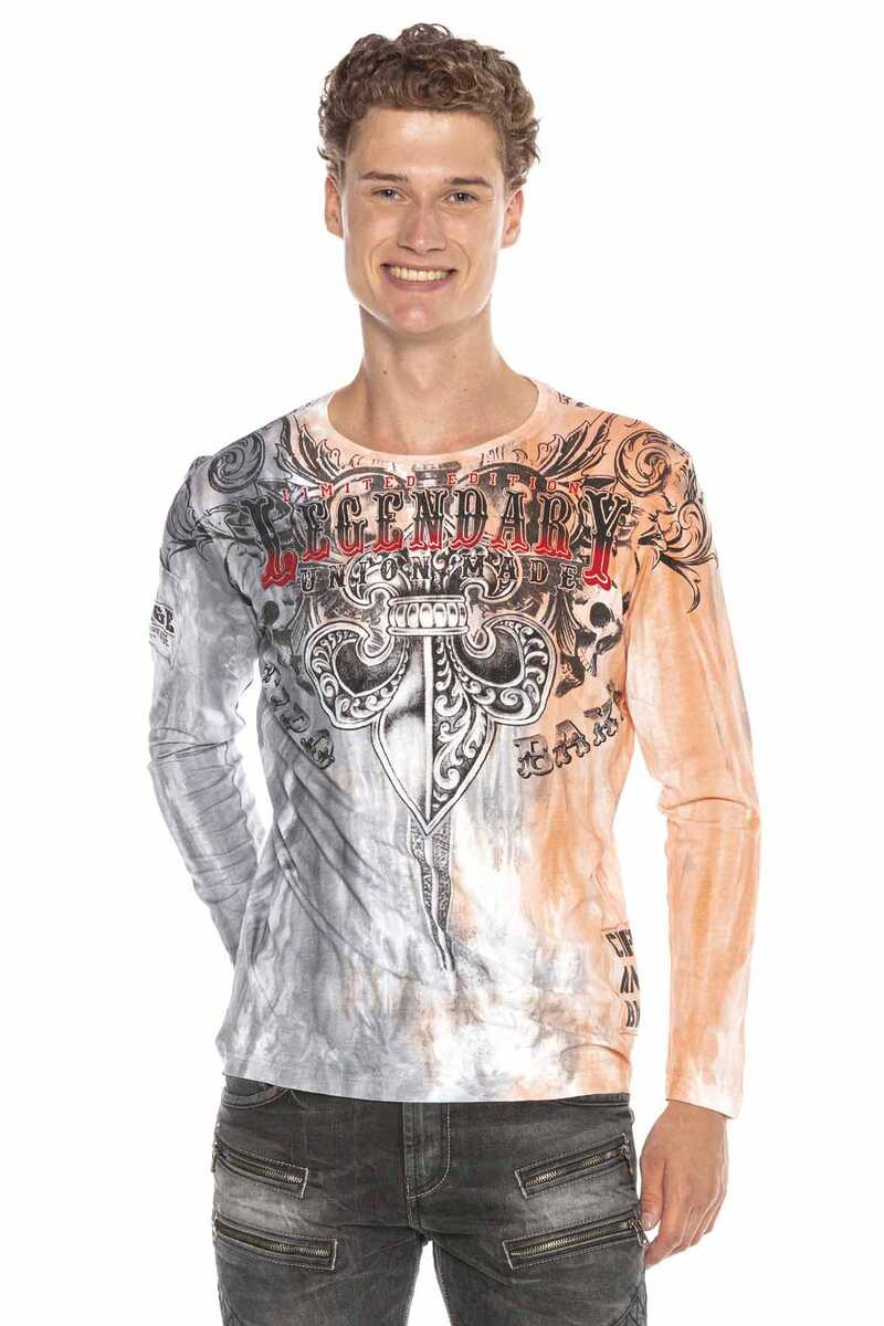 CL408 Men's long-sleeved shirt with extravagant print