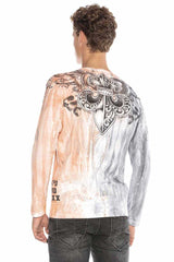 CL408 Men's long-sleeved shirt with extravagant print