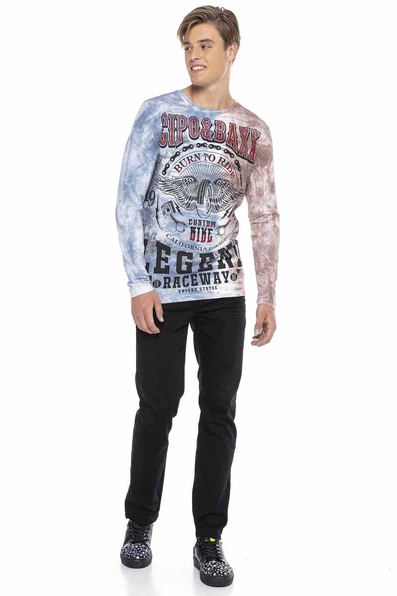 CL410 Men's long-sleeved shirt in a cool color gradient