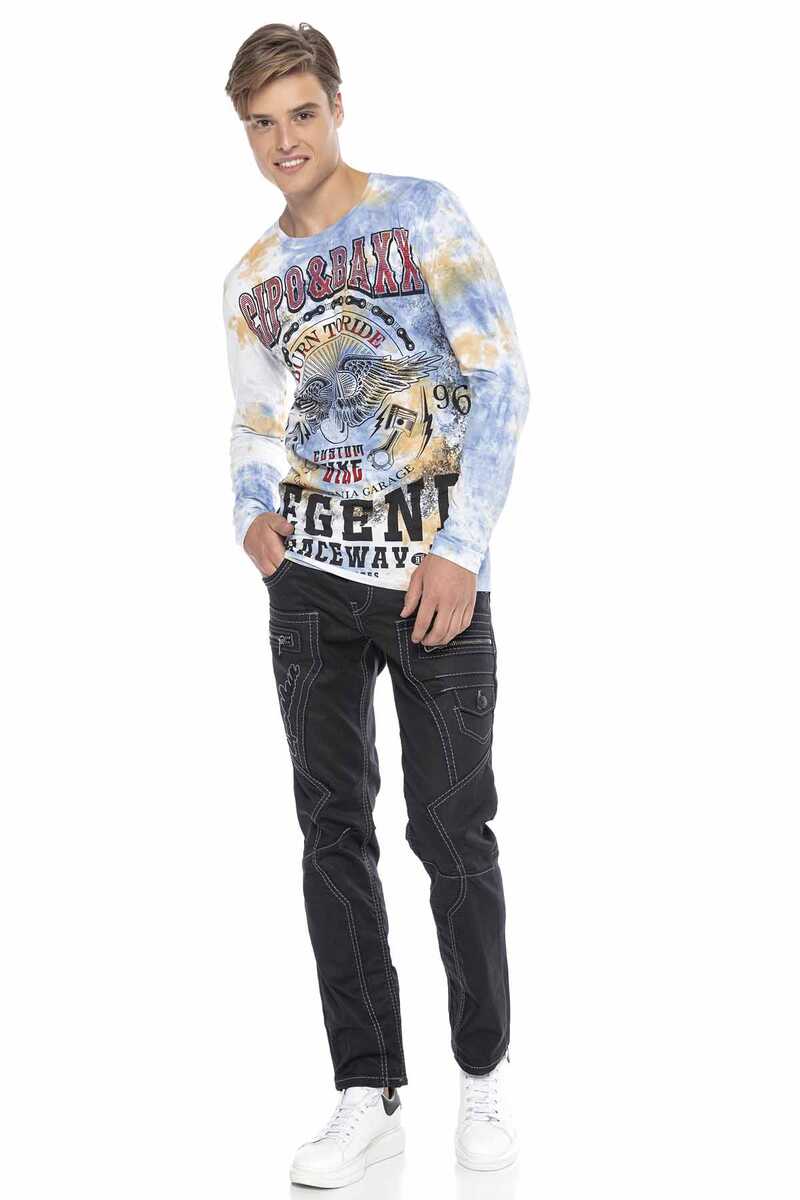 CL410 Men's long-sleeved shirt in a cool color gradient