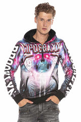 CL416 Men's hooded sweatshirt with striking all-over print design