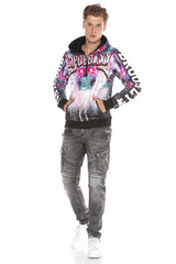 CL416 Men's hooded sweatshirt with striking all-over print design