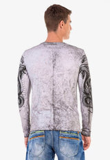 CL449 Men's long-sleeved shirt with large print