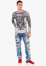 CL449 Men's long-sleeved shirt with large print