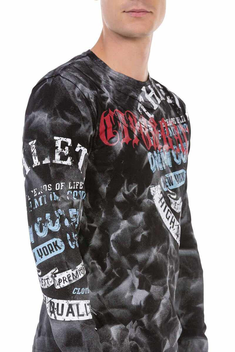 CL453 Men's long-sleeved shirt with a great batik pattern