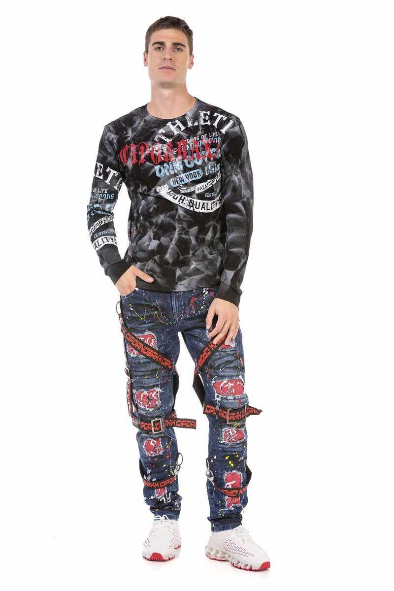 CL453 Men's long-sleeved shirt with a great batik pattern
