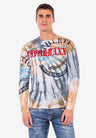 CL453 Men's long-sleeved shirt with a great batik pattern