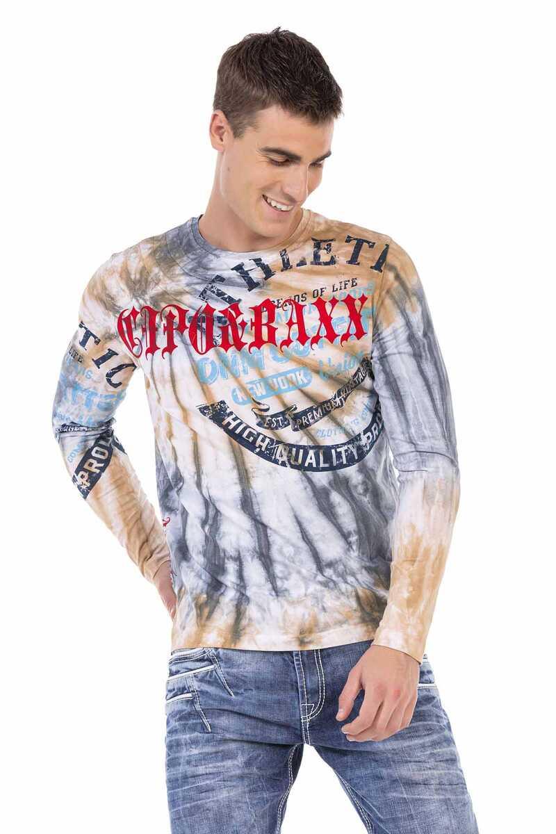 CL453 Men's long-sleeved shirt with a great batik pattern