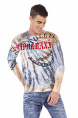 CL453 Men's long-sleeved shirt with a great batik pattern