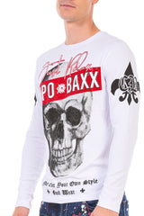 CL454 Men's long-sleeved shirt with rhinestone print