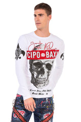 CL454 Men's long-sleeved shirt with rhinestone print
