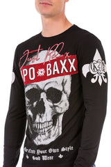 CL454 Men's long-sleeved shirt with rhinestone print