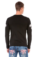 CL454 Men's long-sleeved shirt with rhinestone print