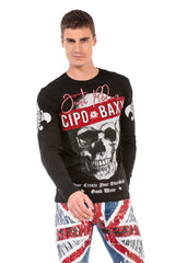 CL454 Men's long-sleeved shirt with rhinestone print