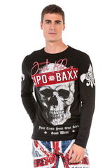 CL454 Men's long-sleeved shirt with rhinestone print