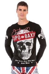 CL454 Men's long-sleeved shirt with rhinestone print