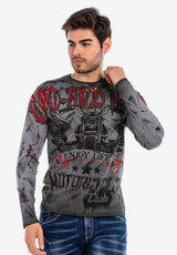 CL455 Men's long-sleeved shirt with trendy all-over print
