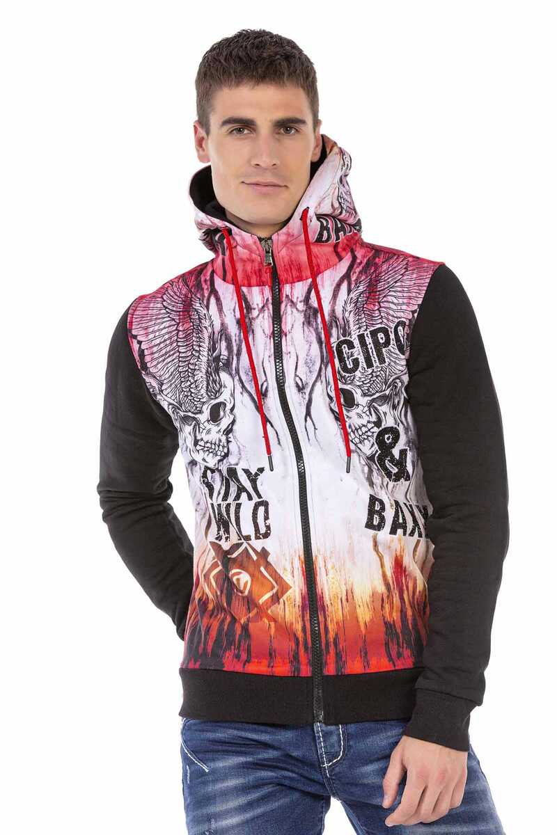 CL458 Men's sweat jacket with cool skull prints