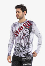 CL467 Men's long-sleeved shirt with motorcycle prints