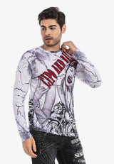 CL467 Men's long-sleeved shirt with motorcycle prints