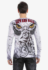 CL467 Men's long-sleeved shirt with motorcycle prints
