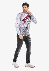 CL467 Men's long-sleeved shirt with motorcycle prints