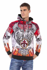 CL469 Men's hooded sweatshirt with cool all-over print