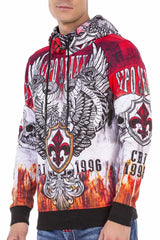 CL469 Men's hooded sweatshirt with cool all-over print