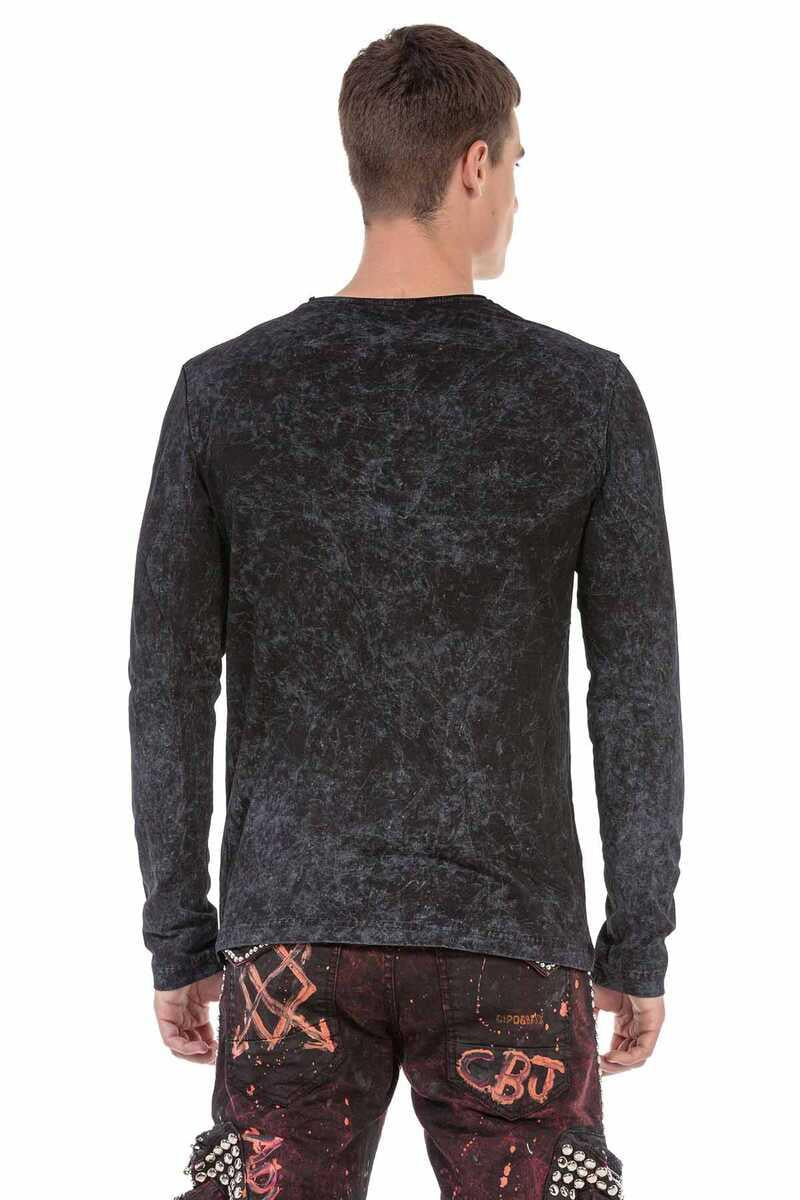 CL472 Men's long-sleeved shirt with trendy front print