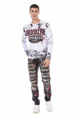 CL487 Men's long-sleeved shirt with cool prints