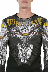 CL488 Men's long-sleeved shirt with cool eagle print