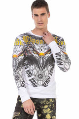 CL488 Men's long-sleeved shirt with cool eagle print