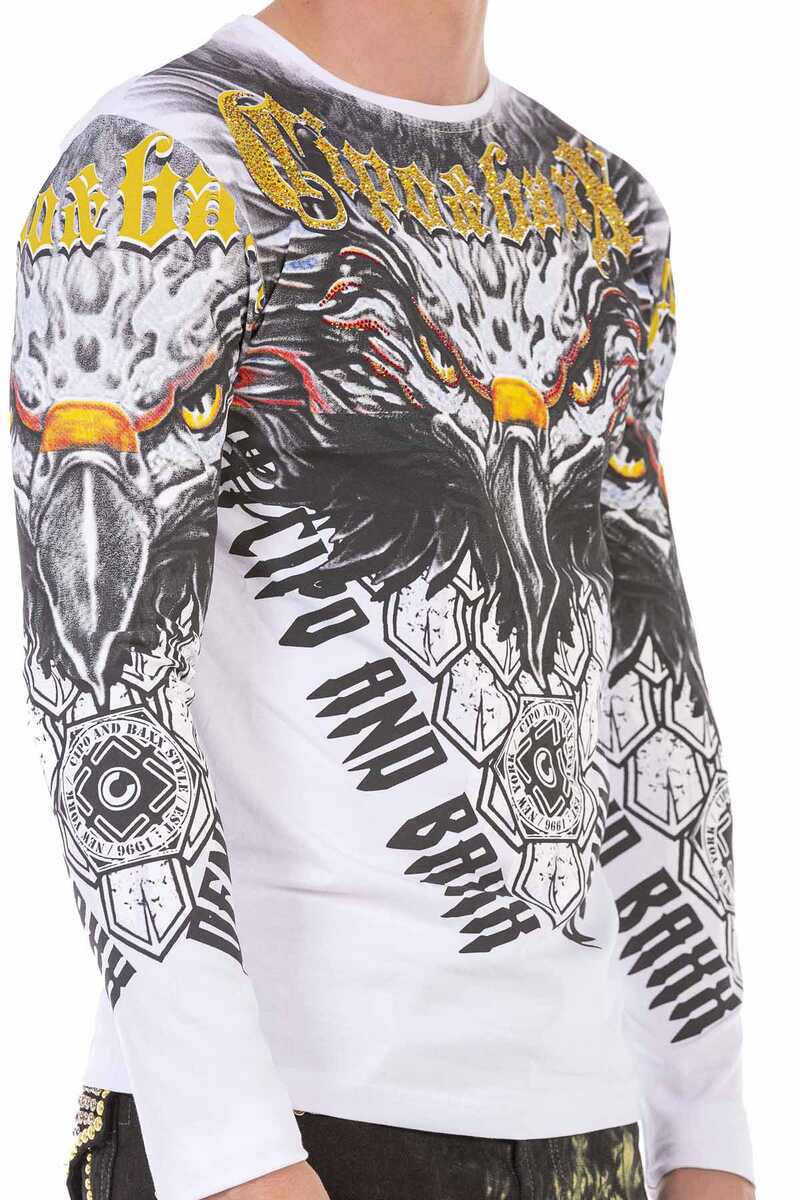 CL488 Men's long-sleeved shirt with cool eagle print