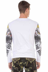 CL488 Men's long-sleeved shirt with cool eagle print