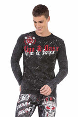 CL489 Men's long-sleeved shirt with large brand front print