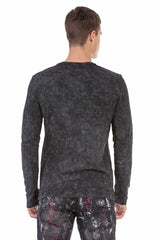CL489 Men's long-sleeved shirt with large brand front print