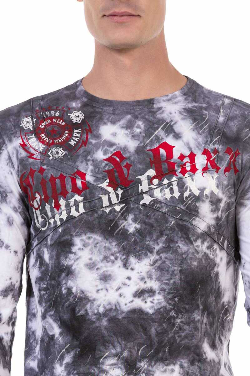 CL489 Men's long-sleeved shirt with large brand front print