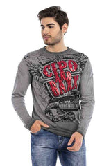 CL491 Men's long-sleeved shirt with large print