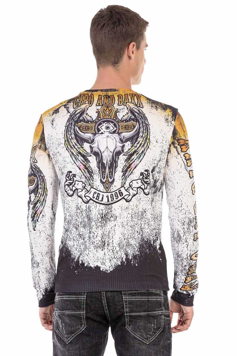 CL492 Men's long-sleeved shirt with extravagant print