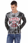 CL493 men's long-sleeved shirt with cool front print