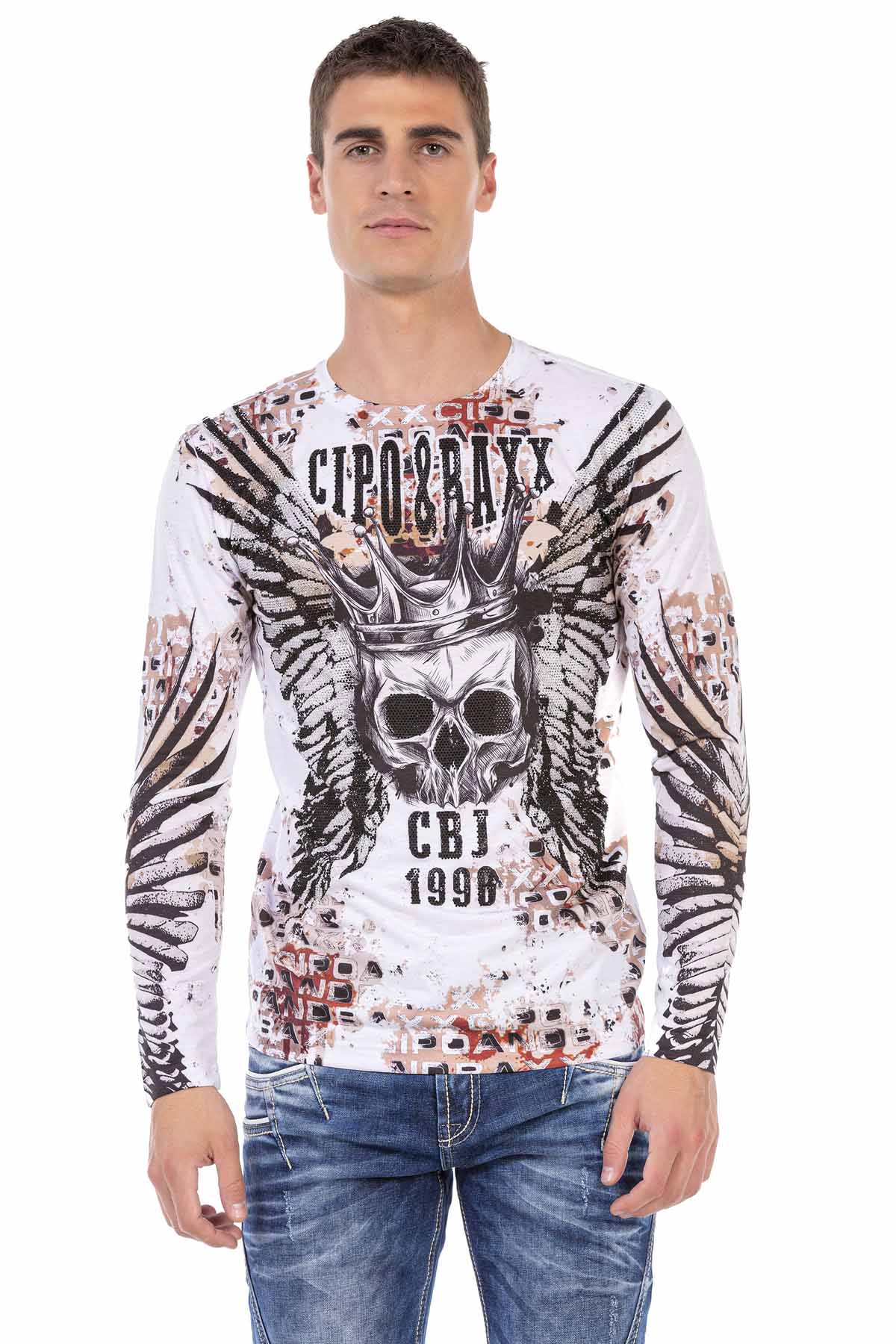 CL494 Men's long-sleeved shirt with extravagant print