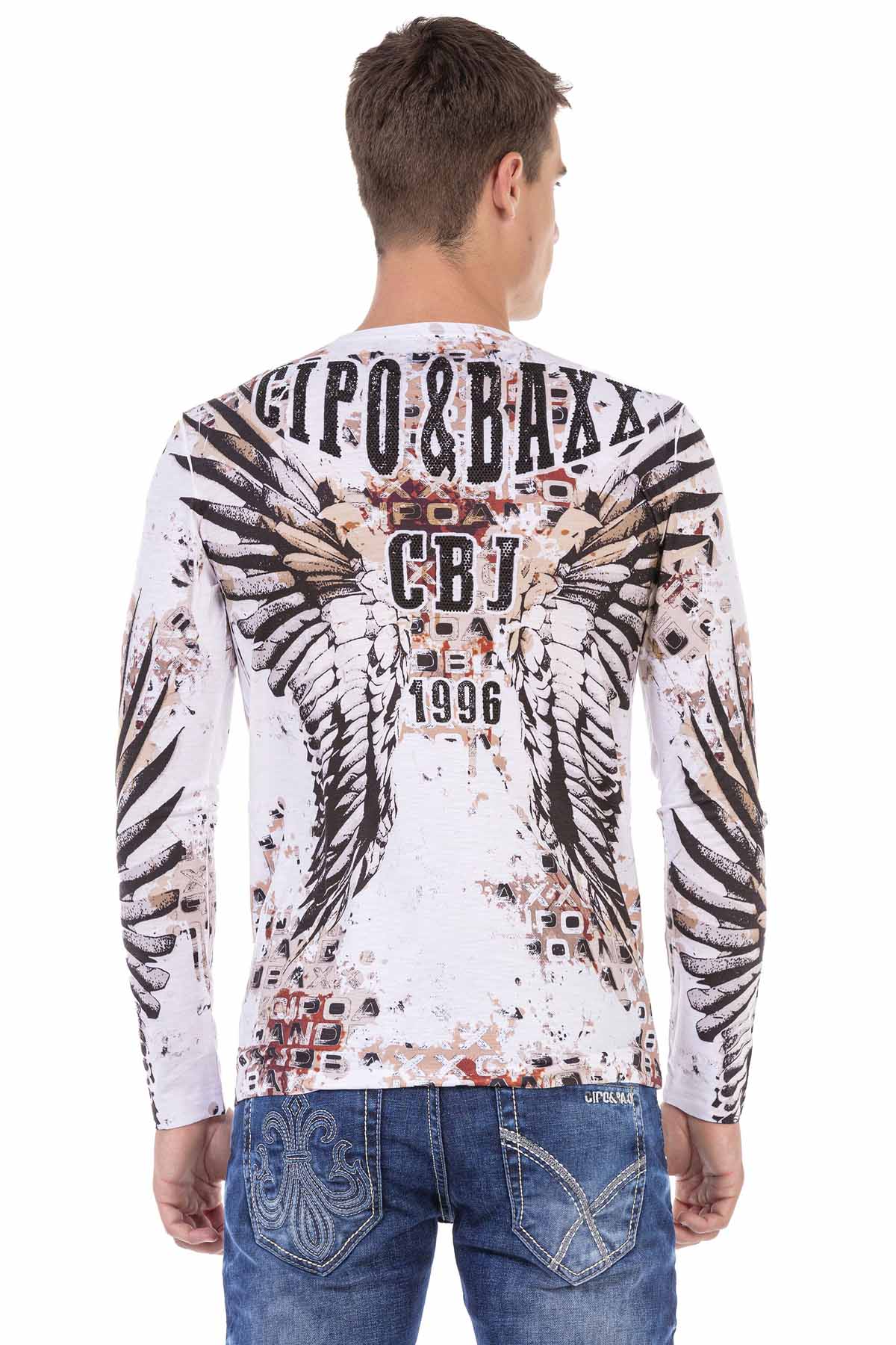 CL494 Men's long-sleeved shirt with extravagant print
