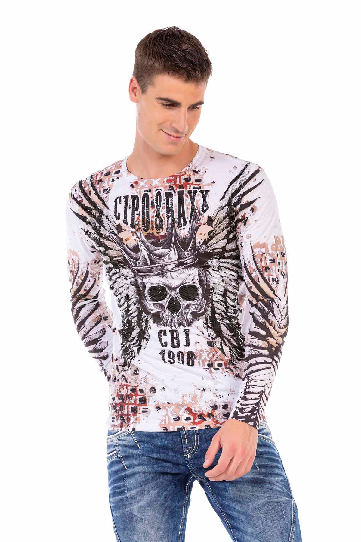 CL494 Men's long-sleeved shirt with extravagant print