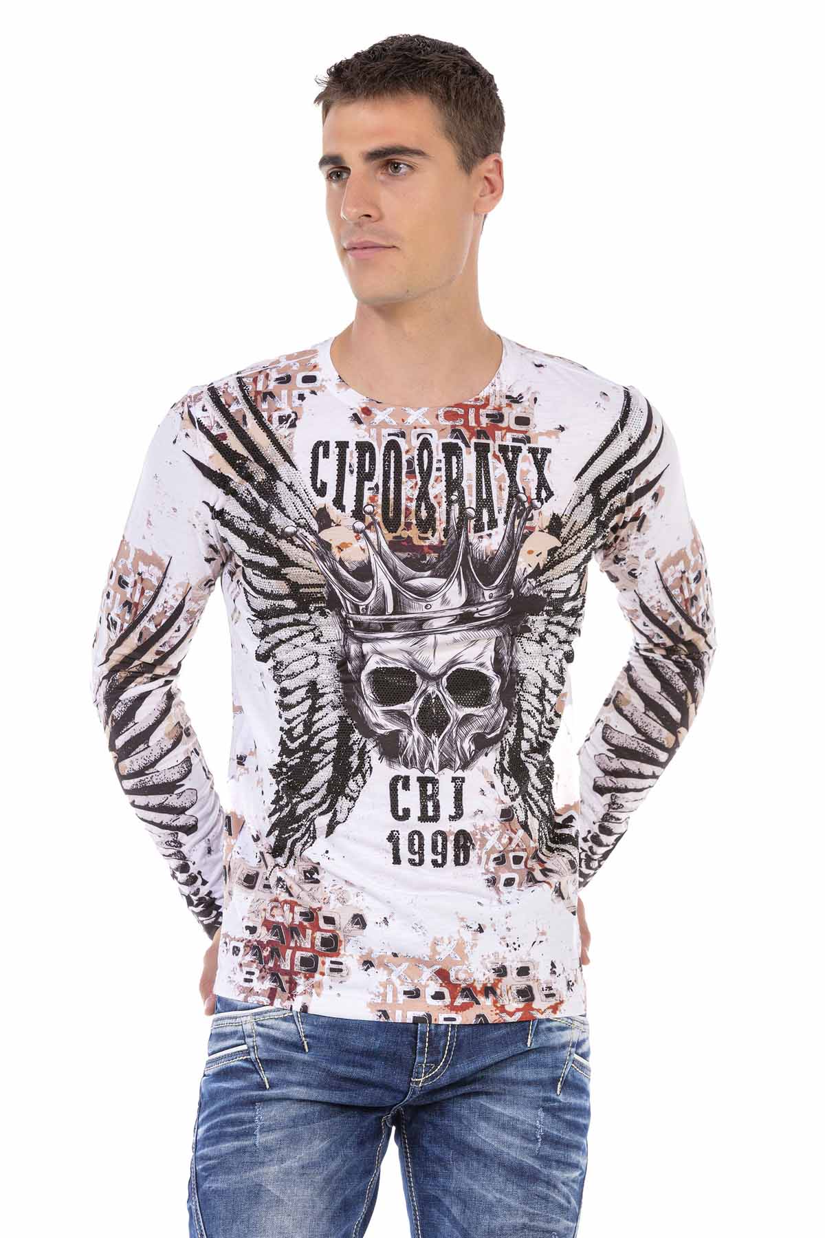 CL494 Men's long-sleeved shirt with extravagant print