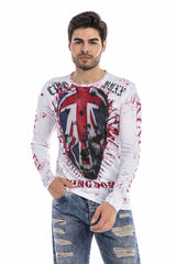 CL498 Men's long-sleeved shirt with cool skull print